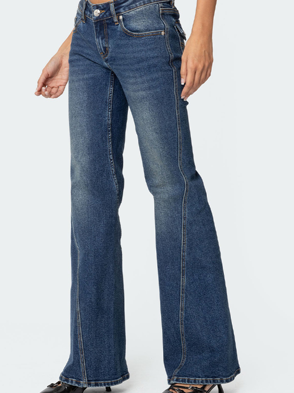 Schlagjeans mit niedriger Taille-2