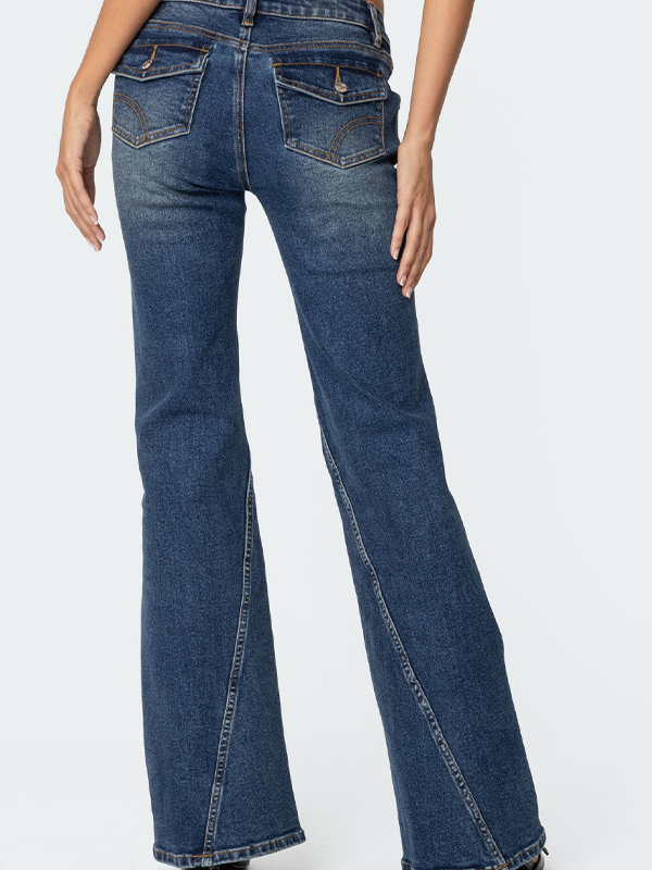 Schlagjeans mit niedriger Taille-3