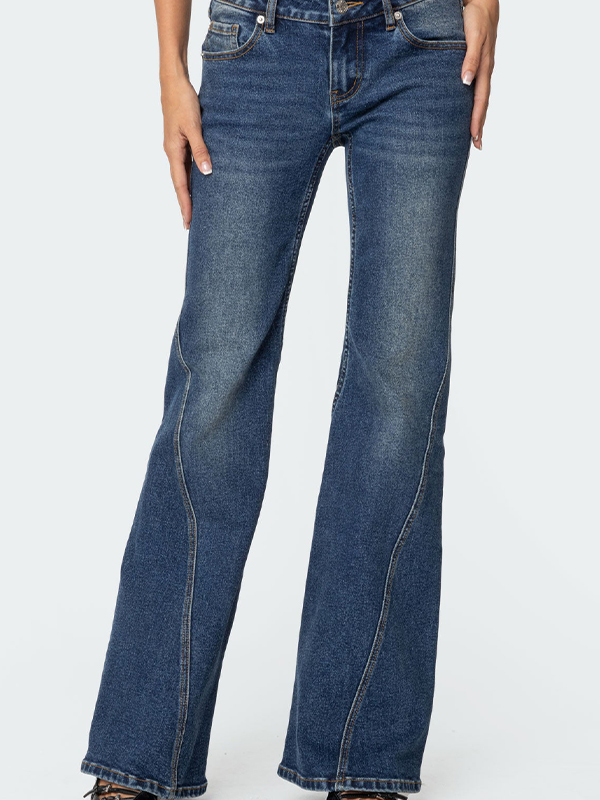 Schlagjeans mit niedriger Taille-4