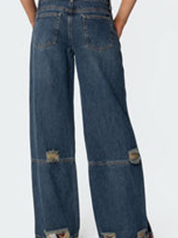 Distressed-Boyfriendjeans mit Schlitzen und niedriger Taille-4