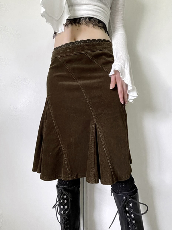 Maxiröcke im Retrostil mit Spitzensegmentierungsdesign-1