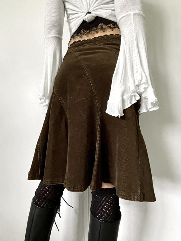 Maxiröcke im Retrostil mit Spitzensegmentierungsdesign-3