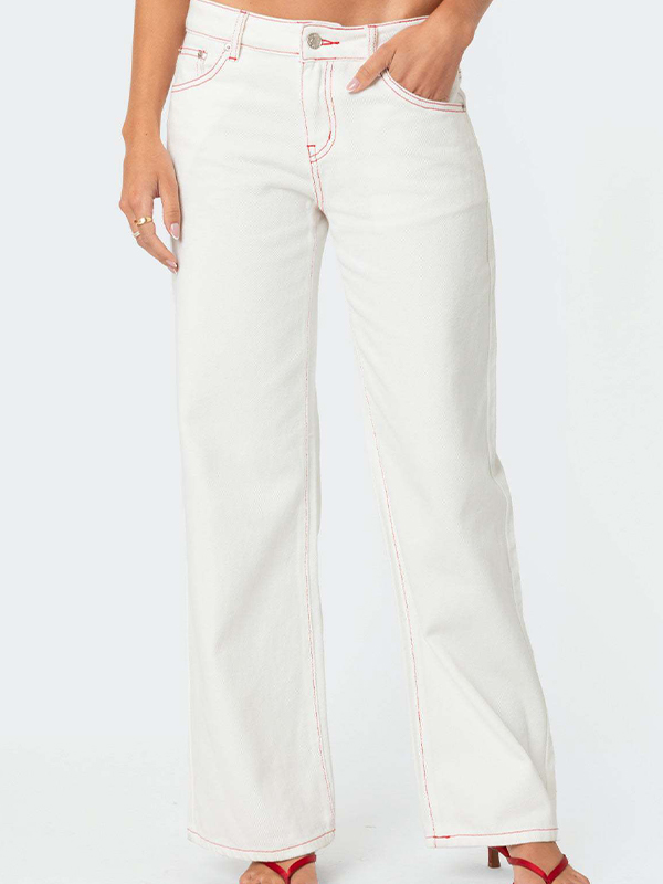 Schleife Erdbeere süße Aufkleber Boyfriend Jeans-1