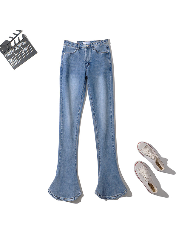 Schlankmachende Micro-Hufeisen-Flare-Jeans-4