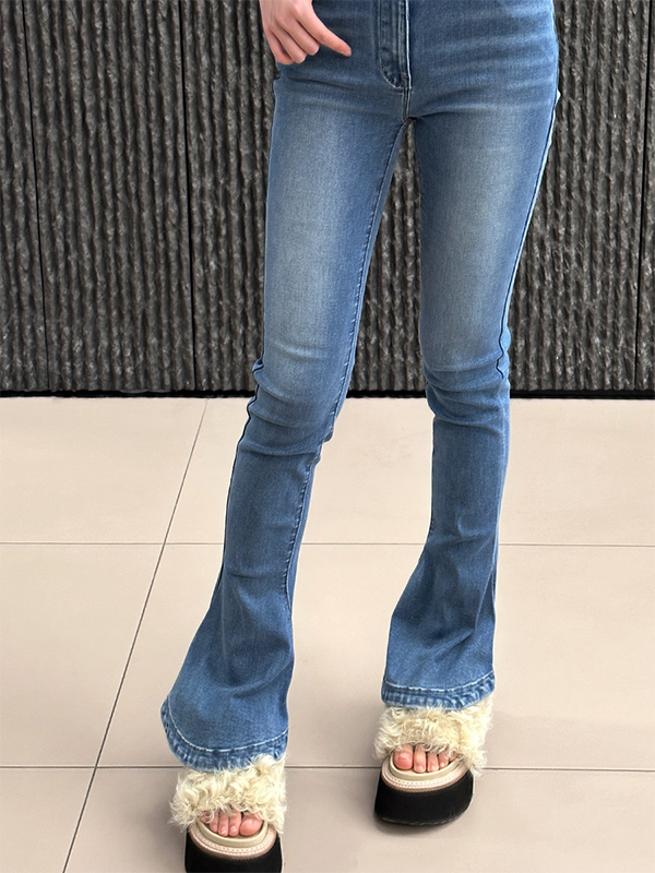 Schlankmachende Micro-Hufeisen-Flare-Jeans-2