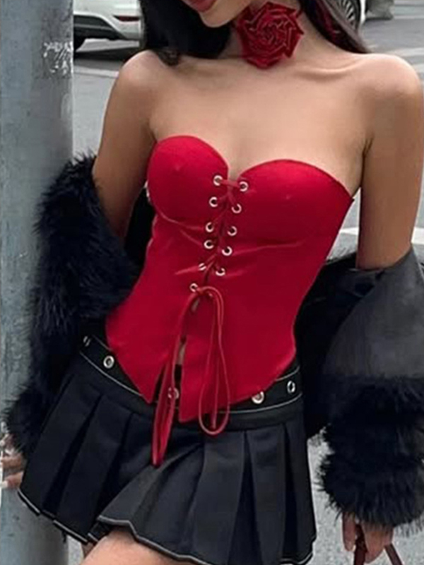 Bandeau-Top mit unregelmäßigen Trägern-2