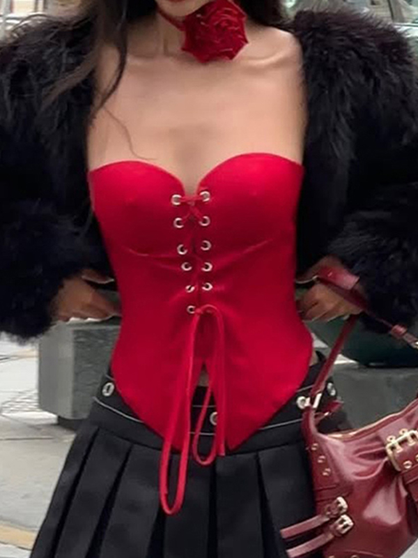 Bandeau-Top mit unregelmäßigen Trägern-1