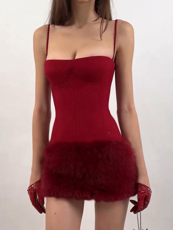 Minikleid mit Schlitzdesign und Kordelzug in der Taille-1