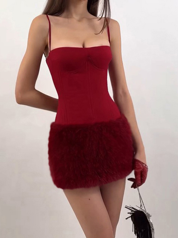 Minikleid mit Schlitzdesign und Kordelzug in der Taille-2