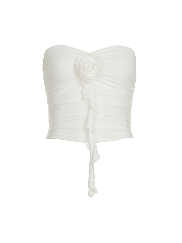 Bandeau-Top mit dreidimensionalem Blumenband-Design-4