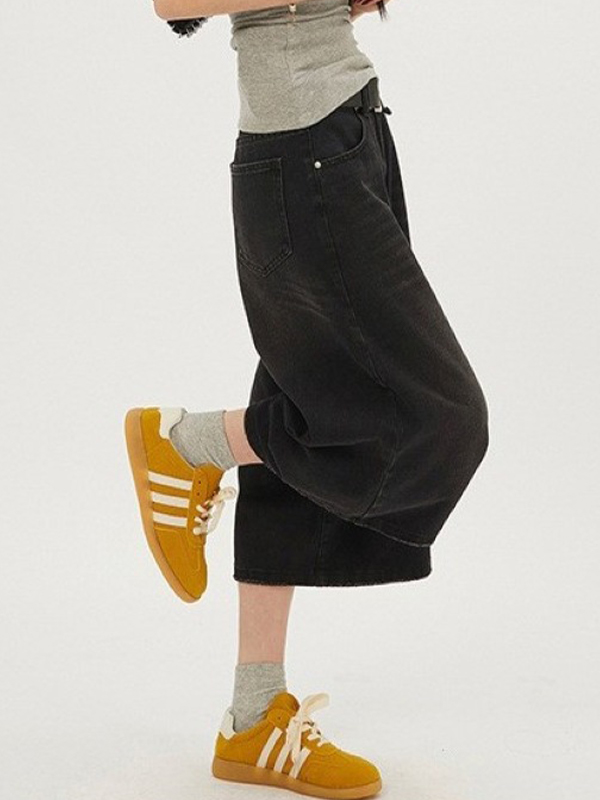 vielseitige Denim-Shorts mit weitem Bein-2