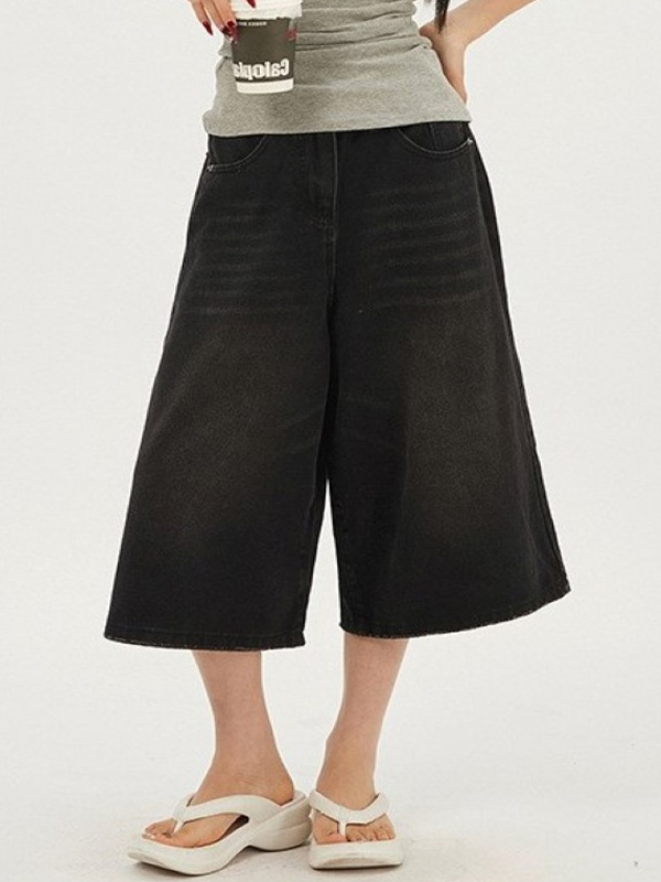 vielseitige Denim-Shorts mit weitem Bein-1