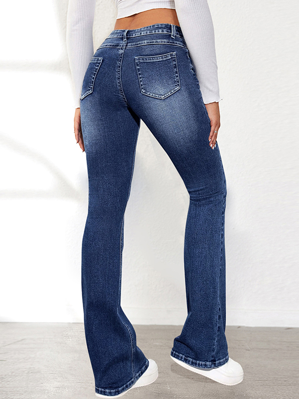 Verwaschene Slim Fit Schlagjeans-2
