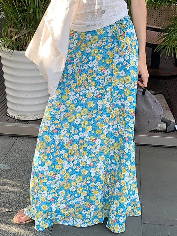 Sommerlicher kleiner frischer Jacquard Maxirock-0