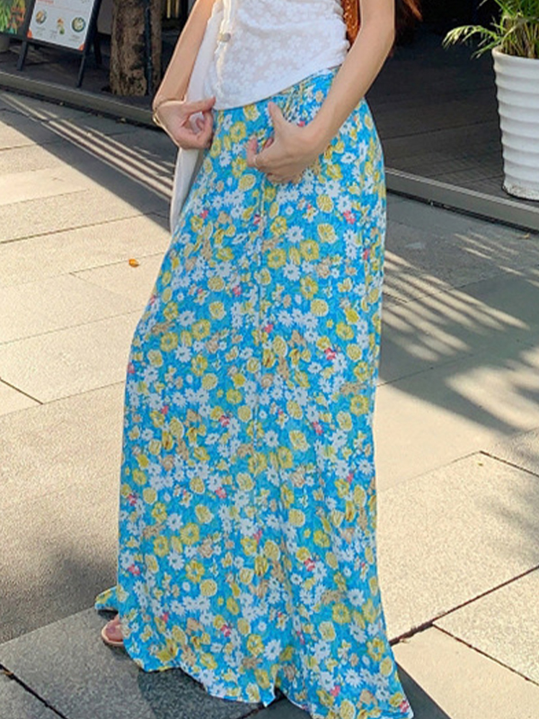 Sommerlicher kleiner frischer Jacquard Maxirock-3