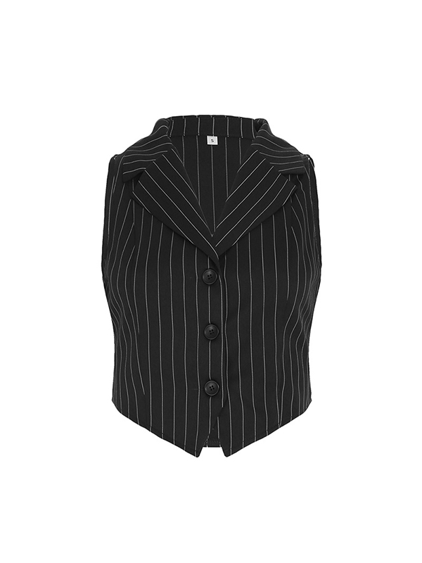 Tanktop mit Anzugkragen und Button-Down-Streifen-3