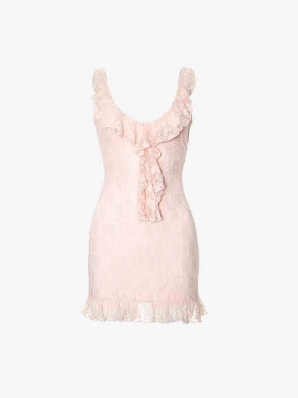 Sexy Minikleid aus Spitze mit V-Ausschnitt-3