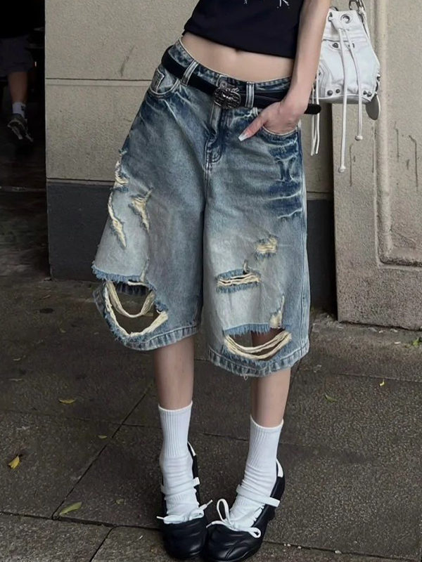 Abgenutzt durch Waschen von Jeansshorts-1