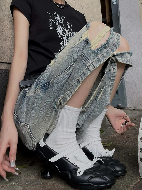 Abgenutzt durch Waschen von Jeansshorts-3
