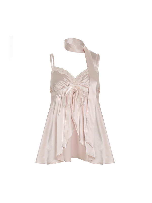 Patchwork-Camisole mit Schnürung und Schleife-4