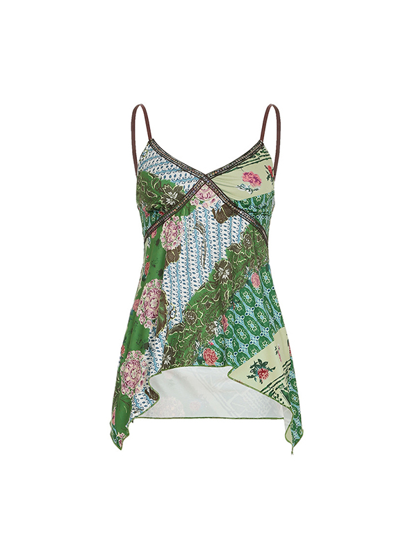 Y2K Vintage Cami Top mit Blumendruck-4