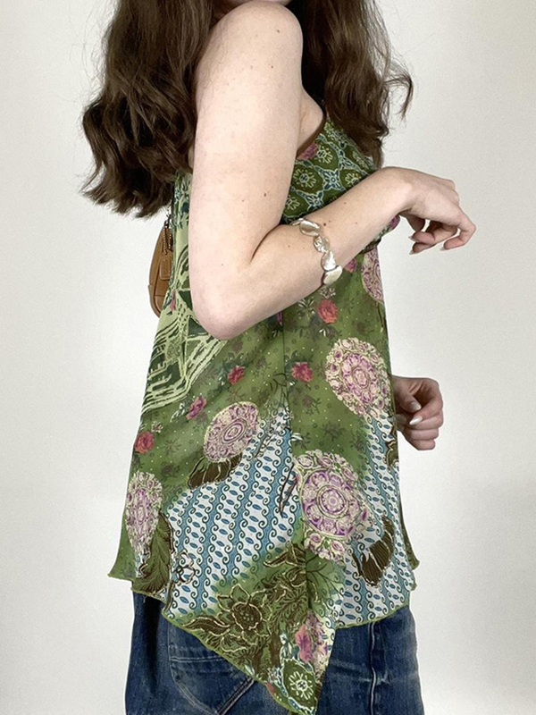 Y2K Vintage Cami Top mit Blumendruck-3