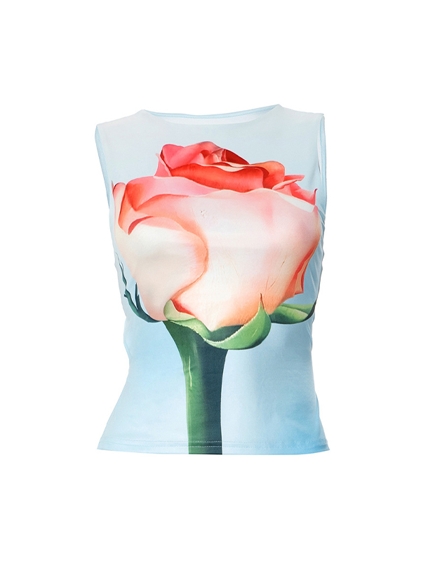 Ärmelloses Tanktop mit Krawattenmuster in Kontrastfarbe-4