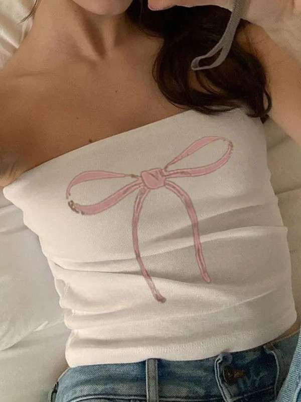 Bandeau-Top mit Schleifen-Print-1