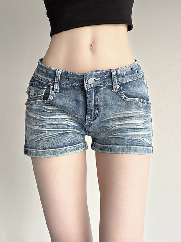 Ausgewaschene Jeansshorts im Aged-Look-1