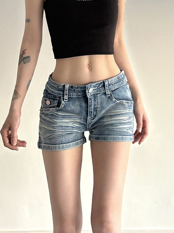 Ausgewaschene Jeansshorts im Aged-Look-4
