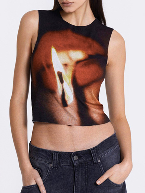 Ärmelloses Tanktop mit Rundhalsausschnitt-3
