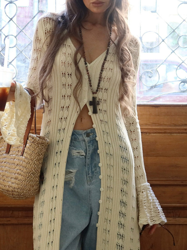 Strickjacke im extralangen Design-1