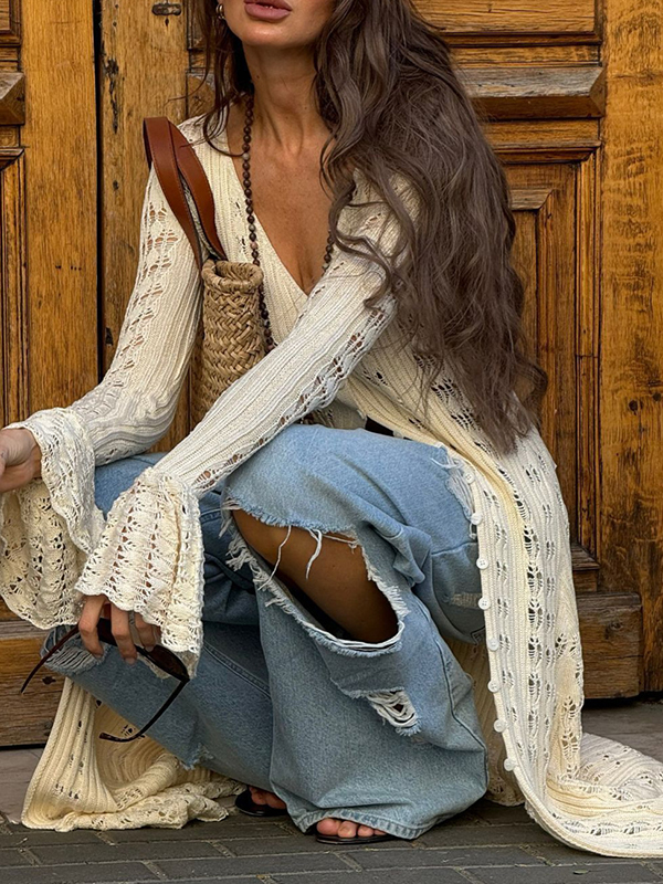 Strickjacke im extralangen Design-2