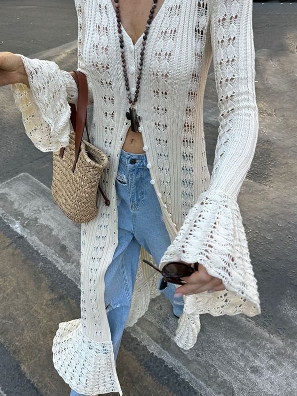 Strickjacke im extralangen Design-4