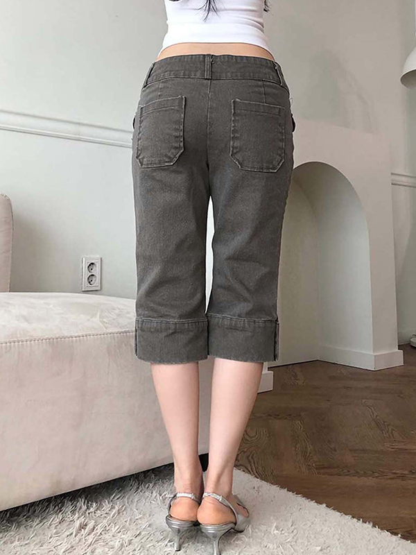 Slim Fit Jeansshorts im Retro-Waschungsdesign-5