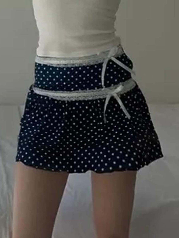 Retro Polka Dot Mädchen Minirock-1