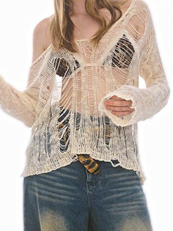 Langarmshirt mit Lochmuster-1