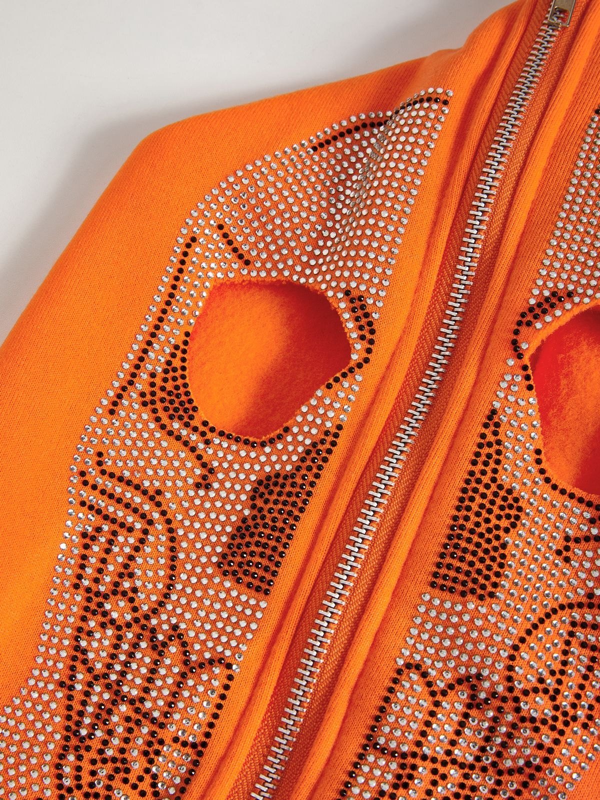 Kapuzenpullover mit halblangem Reißverschluss und Strass-Schädel für Herren-4