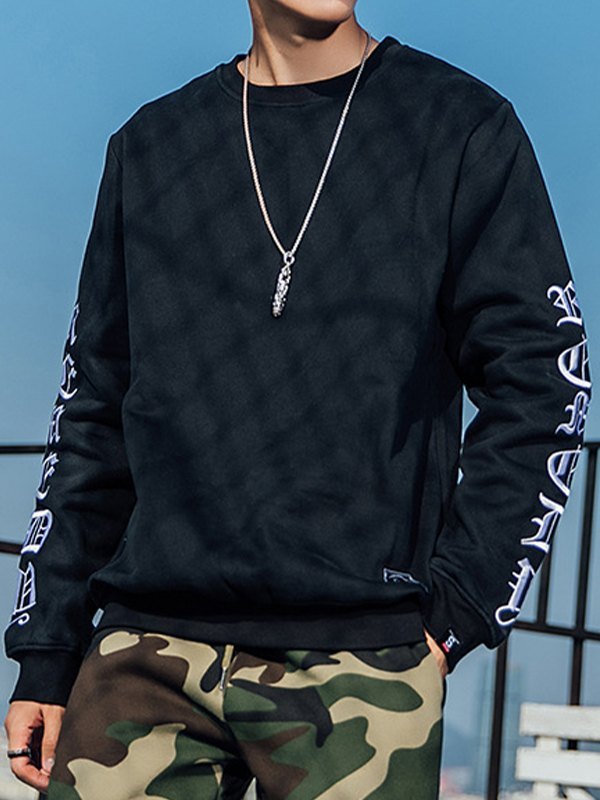 Pullover-Sweatshirt mit Buchstabenstickerei für Herren-1