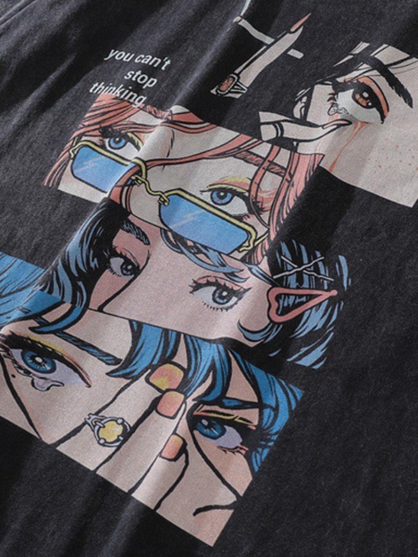 Kurzärmliges T-Shirt mit Anime-Grafik für Herren-2