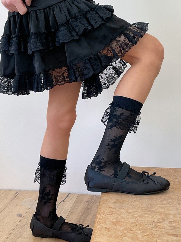 Lolita-Rüschen-Spitzen-Mesh-Socken-1