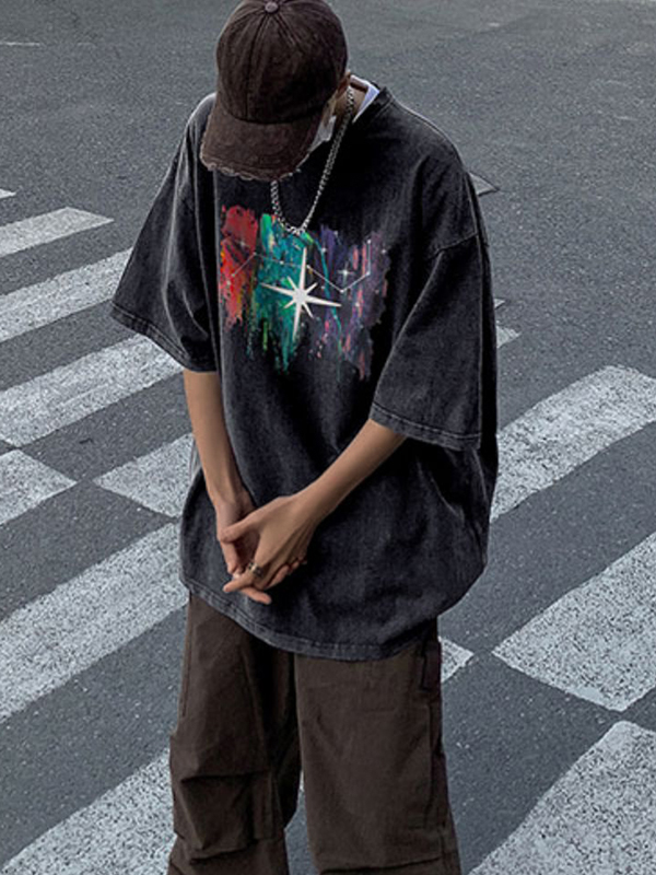 Übergroßes Kurzarm-T-Shirt für Herren mit Street-Print-2