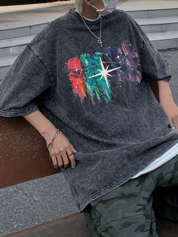 Übergroßes Kurzarm-T-Shirt für Herren mit Street-Print-3