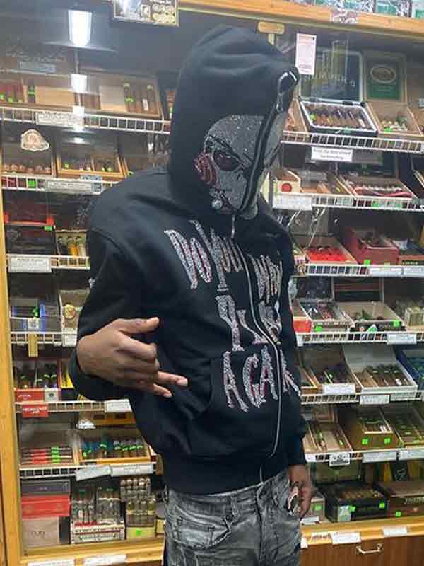 Übergroßer Hip-Pop-Hoodie mit Strass-Print für Herren-2