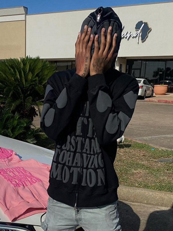 Herren-Kapuzenpullover mit Hip-Pop-Buchstaben-Herz-Aufdruck in Übergröße-1