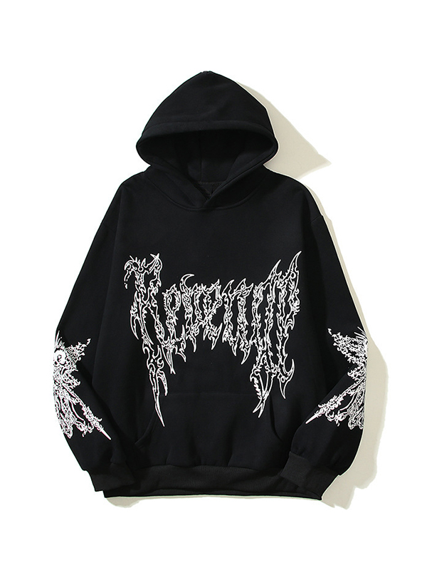 Übergroßer Kapuzenpullover mit Hip-Pop-Kreuzschädel-Print für Herren-1