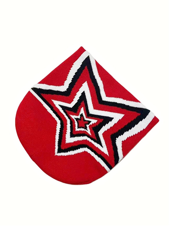 Kontrastfarbene Stern-Jacquard-Mütze-2