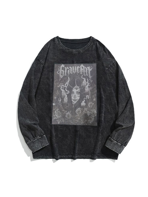 Herren-Sweatshirt mit Distressed-Portrait-Print-1