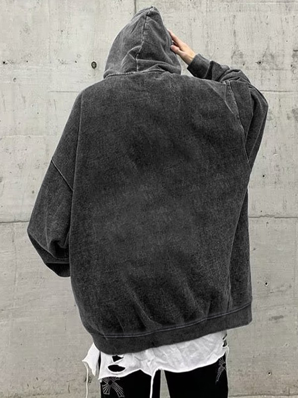 Übergroßer Kapuzenpullover mit Distressed-Butterfly-Print für Herren-2