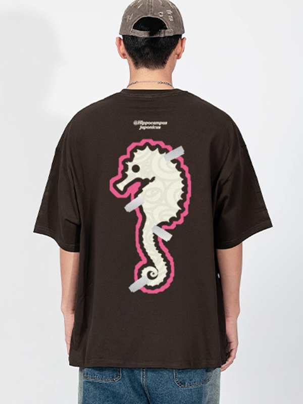 Übergroßes, kurzärmliges T-Shirt mit Dinosaurier-Print für Herren-1